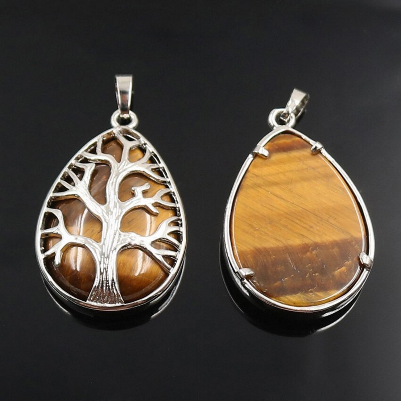 Collar Cuarzo Turquesa Arbol Ovala Energet + Estuche 